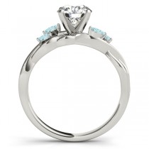 Twisted Heart Aquamarines Vine Leaf Engagement Ring 18k White Gold (1.50ct)