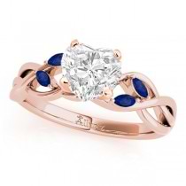 Heart Blue Sapphires Vine Leaf Engagement Ring 14k Rose Gold (1.00ct)