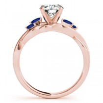 Twisted Round Blue Sapphires & Moissanite Engagement Ring 14k Rose Gold (0.50ct)