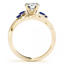 Twisted Round Blue Sapphires & Moissanite Engagement Ring 14k Yellow Gold (0.50ct)