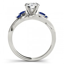 Twisted Round Blue Sapphires & Moissanite Engagement Ring 18k White Gold (0.50ct)