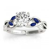 Blue Sapphire Marquise Vine Leaf Engagement Ring 18k White Gold (0.20ct)