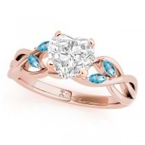 Twisted Heart Blue Topaz Vine Leaf Engagement Ring 14k Rose Gold (1.00ct)