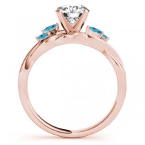 Twisted Round Blue Topazes & Moissanite Engagement Ring 14k Rose Gold (1.50ct)