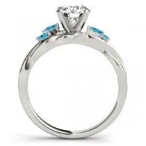 Princess Blue Topaz Vine Leaf Engagement Ring 14k White Gold (1.00ct)