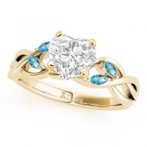 Twisted Heart Blue Topaz Vine Leaf Engagement Ring 14k Yellow Gold (1.00ct)