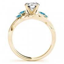 Twisted Heart Blue Topaz Vine Leaf Engagement Ring 14k Yellow Gold (1.50ct)
