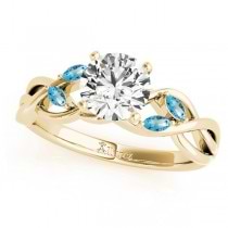 Twisted Round Blue Topazes & Moissanite Engagement Ring 14k Yellow Gold (1.00ct)