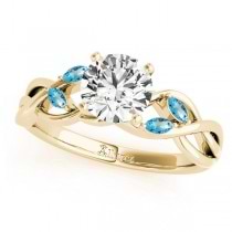 Twisted Round Blue Topaz Vine Leaf Engagement Ring 14k Yellow Gold (1.50ct)