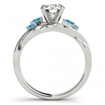 Twisted Oval Blue Topaz Vine Leaf Engagement Ring Platinum (1.00ct)