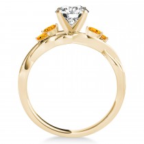 Citrine Marquise Vine Leaf Engagement Ring 14k Yellow Gold (0.20ct)