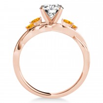 Citrine Marquise Vine Leaf Engagement Ring 18k Rose Gold (0.20ct)
