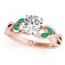Twisted Round Emeralds Vine Leaf Engagement Ring 14k Rose Gold (1.50ct)