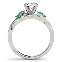 Oval Emeralds Vine Leaf Engagement Ring 14k White Gold (1.50ct)