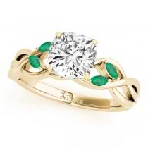 Twisted Cushion Emeralds Vine Leaf Engagement Ring 14k Yellow Gold (1.50ct)