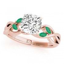 Twisted Cushion Emeralds Vine Leaf Engagement Ring 18k Rose Gold (1.50ct)
