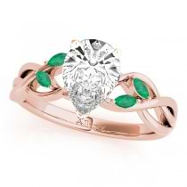 Twisted Pear Emeralds Vine Leaf Engagement Ring 18k Rose Gold (1.00ct)