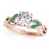 Twisted Round Emeralds & Moissanite Engagement Ring 18k Rose Gold (1.50ct)