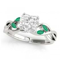 Twisted Heart Emeralds Vine Leaf Engagement Ring Palladium (1.50ct)