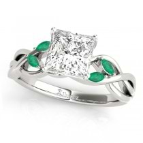 Twisted Princess Emeralds Vine Leaf Engagement Ring Palladium (1.50ct)