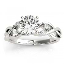 Lab Grown Diamond Marquise Vine Leaf Engagement Ring Setting 14k White Gold (0.20ct)