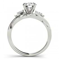 Lab Grown Diamond Marquise Vine Leaf Engagement Ring Setting 14k White Gold (0.20ct)