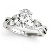 Twisted Oval Diamonds Vine Leaf Engagement Ring Palladium (1.00ct)