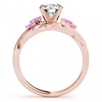 Cushion Pink Sapphires Vine Leaf Engagement Ring 14k Rose Gold (1.00ct)