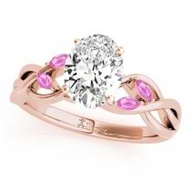 Oval Pink Sapphires Vine Leaf Engagement Ring 14k Rose Gold (1.00ct)