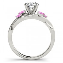 Twisted Round Pink Sapphires & Moissanite Engagement Ring 14k White Gold (0.50ct)