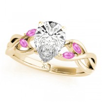 Pear Pink Sapphires Vine Leaf Engagement Ring 14k Yellow Gold (1.50ct)