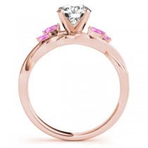 Twisted Round Pink Sapphires & Moissanite Engagement Ring 18k Rose Gold (0.50ct)