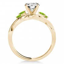 Peridot Marquise Vine Leaf Engagement Ring 14k Yellow Gold (0.20ct)
