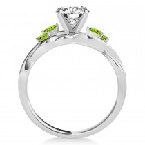 Peridot Marquise Vine Leaf Engagement Ring 18k White Gold (0.20ct)