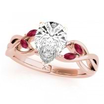 Twisted Pear Rubies Vine Leaf Engagement Ring 14k Rose Gold (1.00ct)