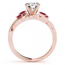 Twisted Round Rubies & Moissanite Engagement Ring 14k Rose Gold (0.50ct)