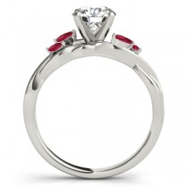 Twisted Round Rubies & Moissanite Engagement Ring 14k White Gold (1.00ct)