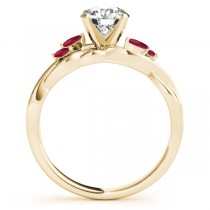 Twisted Cushion Rubies Vine Leaf Engagement Ring 14k Yellow Gold (1.00ct)