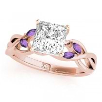 Twisted Princess Amethysts & Diamonds Bridal Sets 14k Rose Gold (1.23ct)