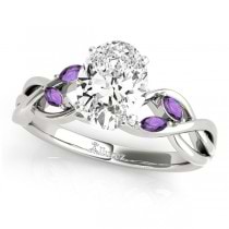 Twisted Oval Amethysts & Diamonds Bridal Sets 14k White Gold (1.23ct)