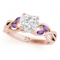 Twisted Heart Amethysts & Diamonds Bridal Sets 18k Rose Gold (1.23ct)