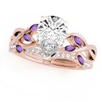 Twisted Pear Amethysts & Diamonds Bridal Sets 18k Rose Gold (1.23ct)
