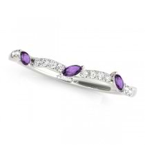 Twisted Oval Amethysts & Diamonds Bridal Sets 18k White Gold (1.23ct)