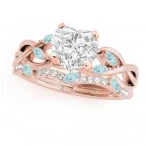 Twisted Heart Aquamarines & Diamonds Bridal Sets 14k Rose Gold (1.73ct)