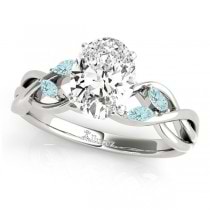 Twisted Oval Aquamarines & Diamonds Bridal Sets 14k White Gold (1.23ct)