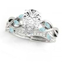 Twisted Pear Aquamarines & Diamonds Bridal Sets 14k White Gold (1.23ct)