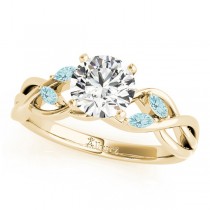 Twisted Round Aquamarines & Diamonds Bridal Sets 14k Yellow Gold (0.73ct)