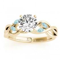 Marquise Aquamarine & Diamond Bridal Set Setting 14k Yellow Gold (0.43ct)