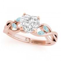 Twisted Heart Aquamarines & Diamonds Bridal Sets 18k Rose Gold (1.23ct)