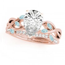 Twisted Pear Aquamarines & Diamonds Bridal Sets 18k Rose Gold (1.23ct)
